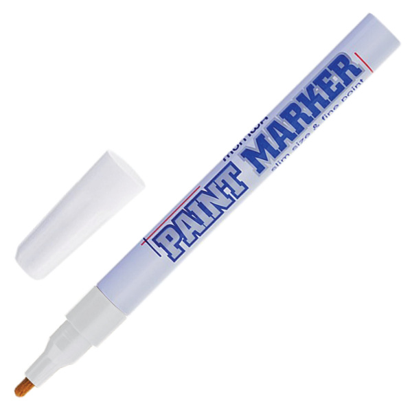 Маркер-краска лаковый (paint marker) MUNHWA "Slim", 2 мм, БЕЛЫЙ, нитро ...