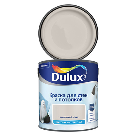 DULUX краска для стен и потолков, матовая, ванильный зефир (2,5л ...