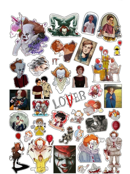 Виниловые наклейки стикеры по фильму ужасов Оно IT на листе формата А4 ...