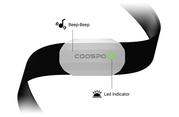 Кардиомонитор Coospo Нагрудный датчик пульса H808S, ANT+, BLE4.0, LED ...