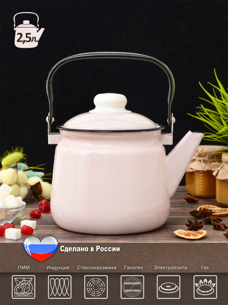Чайник для газовой плиты 2,5 литра ЭСТЕТ / эмалированная сталь ...
