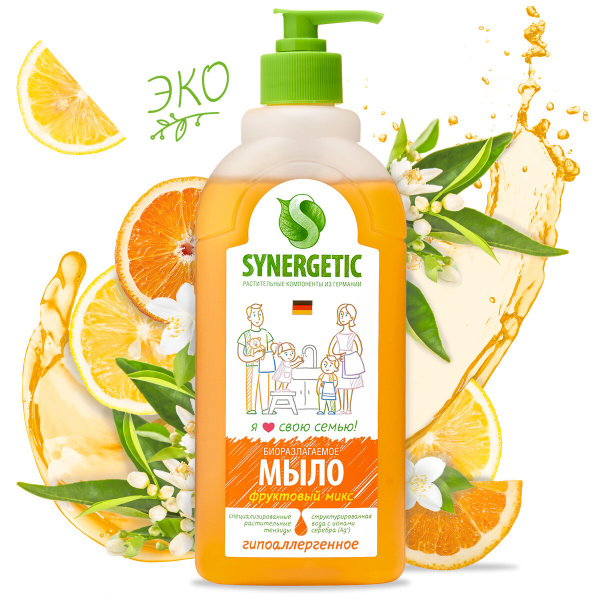 Жидкое мыло SYNERGETIC "Фруктовый микс" 0,5л - купить с доставкой по ...
