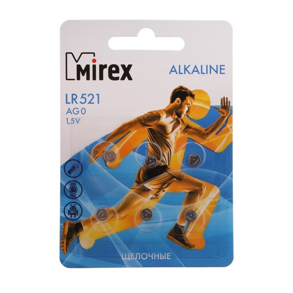 Mirex, Батарейка алкалиновая, LR521, AG0, 1.5В, 3 блистера по 6 штук ...