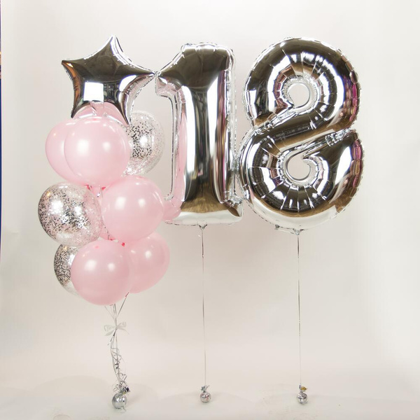 Воздушные шары надутые гелием, на 18 лет, розовый, 12 шаров - купить в ...
