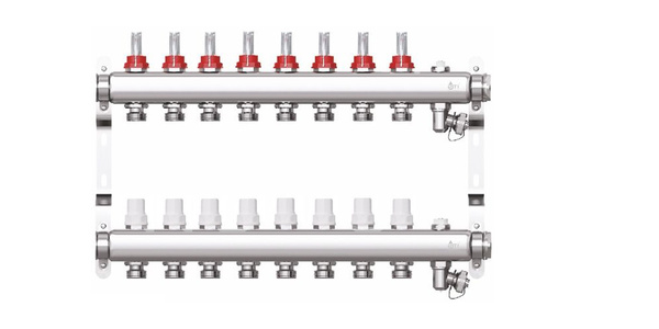 Коллекторная группа для теплого пола на 8 выходов с расходомерами, из ...