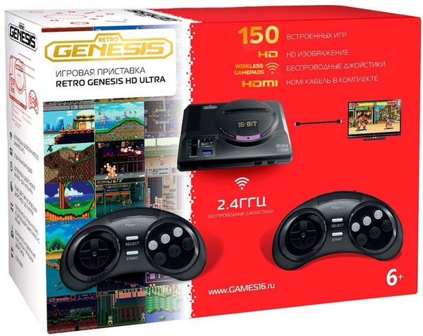 Игровая приставка 16 bit Sega Retro Genesis HD Ultra 150 в 1 + 150 ...