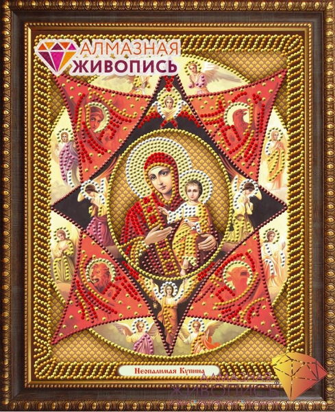 Алмазная мозаика Алмазная живопись Икона Неопалимая Купина (круглые ...