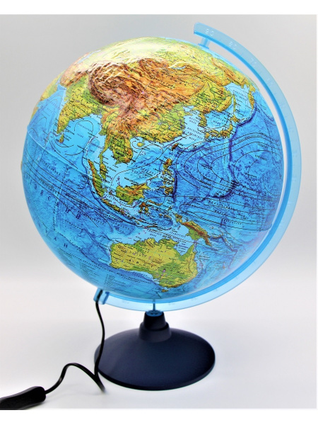 Глобус физико-политический рельефный, 32см, с подсветкой, на круглой ...