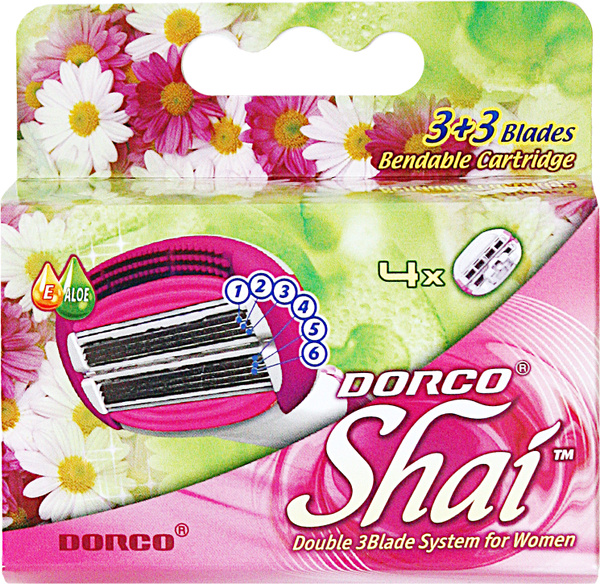 Dorco Женские Сменные кассеты SHAI Sweetie (4 кассеты), 6-лезвийные ...