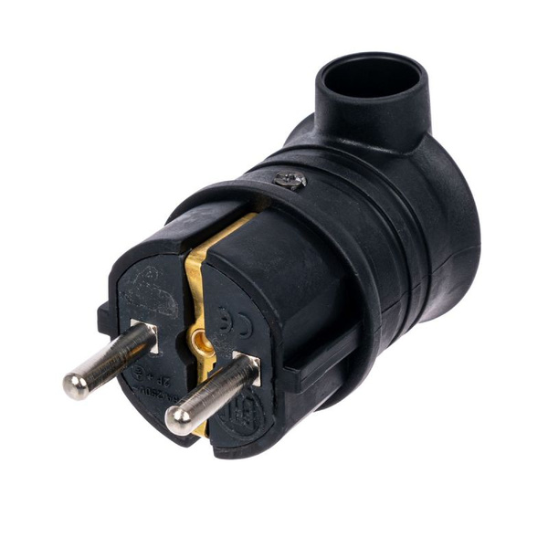 Вилка каучуковая угловая 16А IP44 с З/К влагозащищенная уличная каучук ...