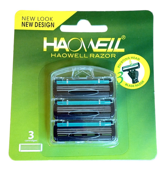 3 многоразовых кассеты, 3 лезвия, для бритвенного станка HAOWELL ...