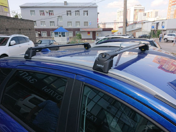Багажник на интегрированные рейлинги Turtle Air 2 черный для Geely ...