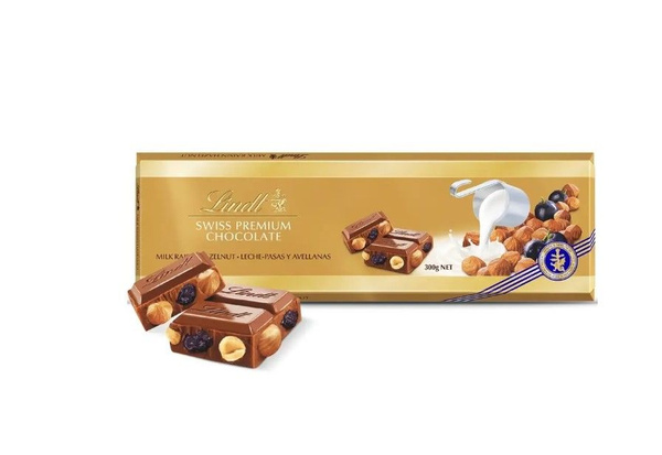 Шоколад Lindt молочный Gold с изюмом и орехами "Lindt & Sprungli ...