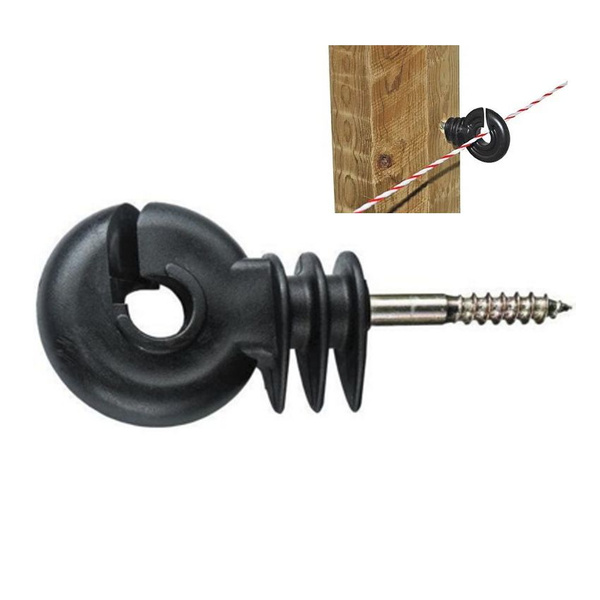 Изолятор (50 шт.) для электропастуха, кольцевой, с саморезом черный ...