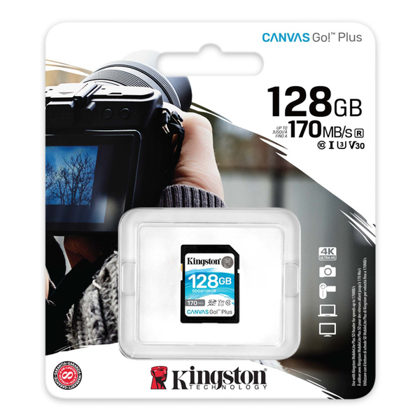 Карта памяти kingston canvas go plus sdxc 128 гб