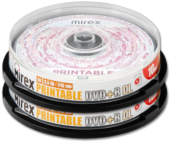 Диск DVD+R DL 8,5Gb Mirex 8x (Double Layer) Printable, cake box, 20 шт ...