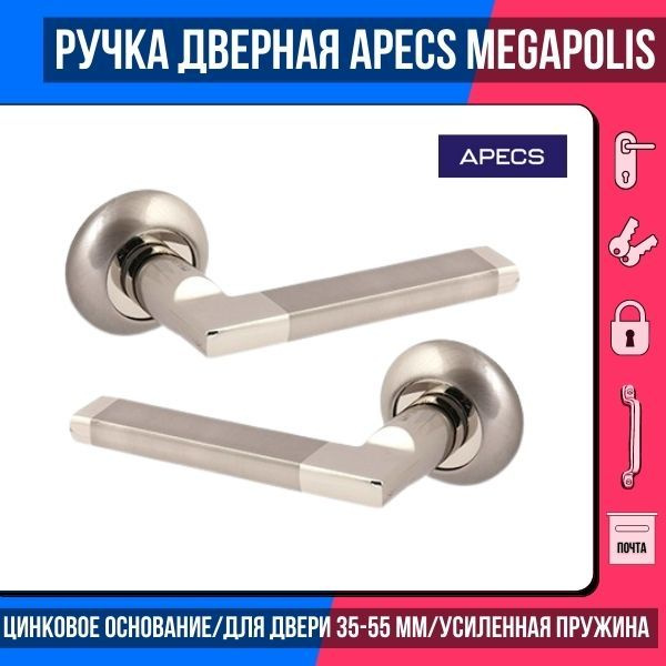 Ручка дверная межкомнатная APECS Megapolis "Sydney" H-0850-A-NIS/NI ...