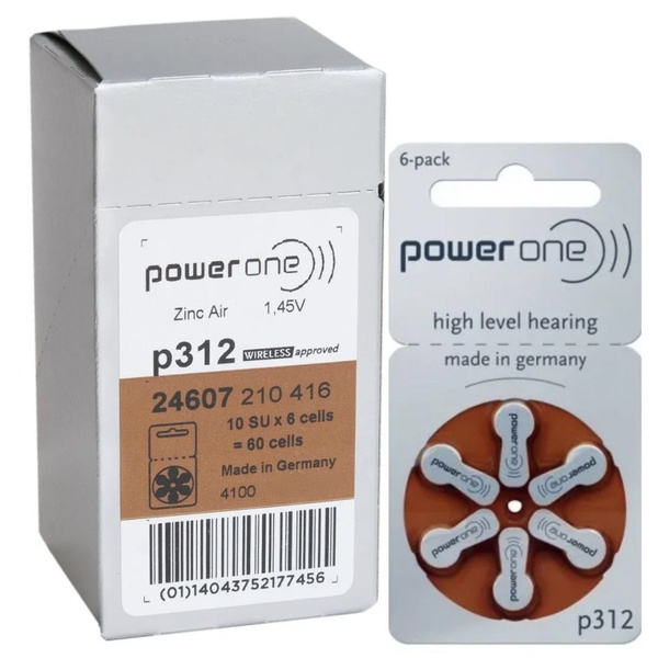 Power One ZA312 Батарейки для слуховых аппаратов воздушно-цинковые ...