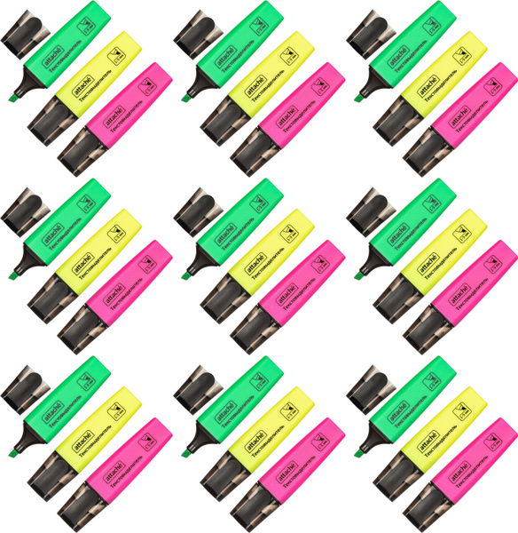 Attache Текстовыделитель Colored, 1-5 мм, 3 цветов, 9 уп - купить с ...