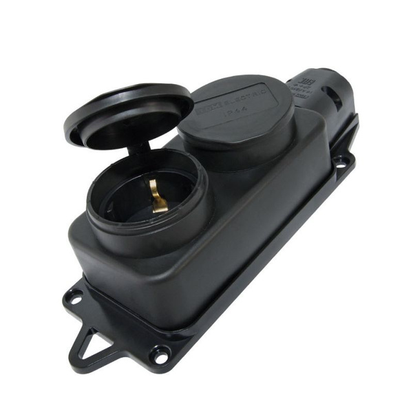 Розетка каучуковая двухместная с заглушками 2P+PE 16А 250В IP44 ...