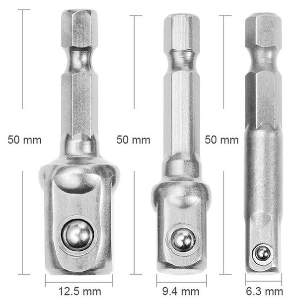 Переходник из хромованадиевой стали для удлиненных сверл 1/4"3/8" 1/2 ...