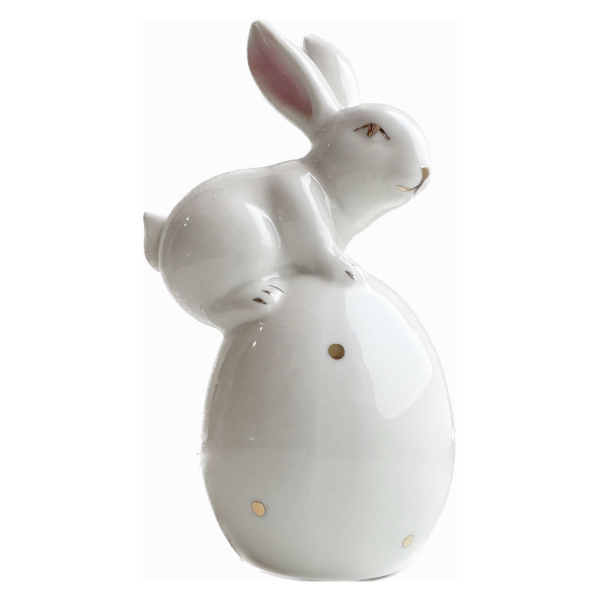 Зайчик на яйце, китайский фарфор / Статуэтка в виде зайчика ...