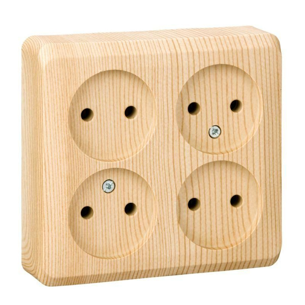 Розетка 4-м ОП Этюд 16А IP20 250В без заземл. без защ. шторок сосна SE ...