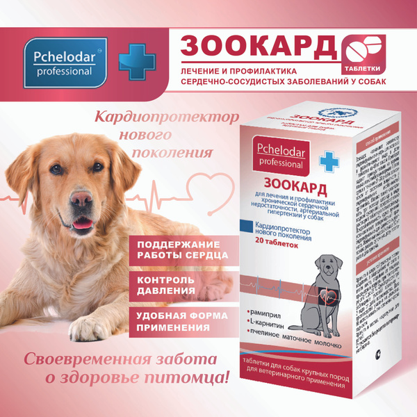 Зоокард Средство для лечения заболеваний сердца у собак крупных пород ...