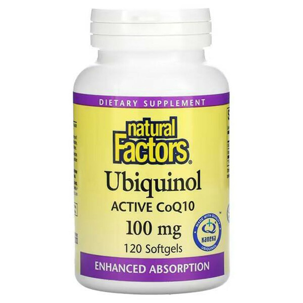 Убихинол (коэнзим Q10) пищевая добавка Natural Factors, 100 мг ...