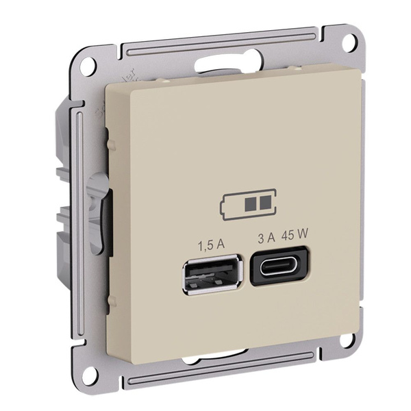 Розетка USB type А-C 45W высокоскоростная зарядка (Песочный), Systeme ...