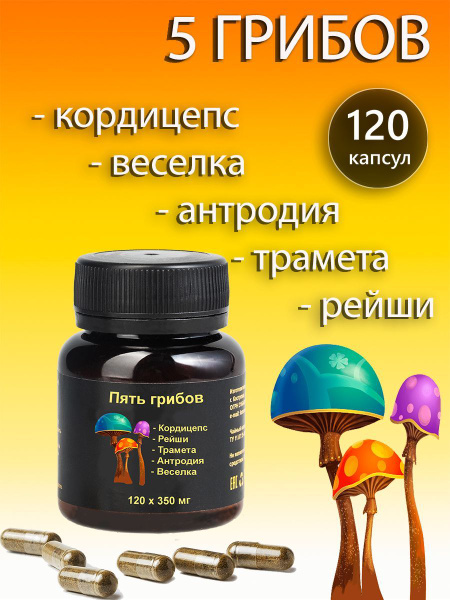 VitApteka / Грибы (mix) 120 капсул - Рейши Веселка Трамета Антродия ...