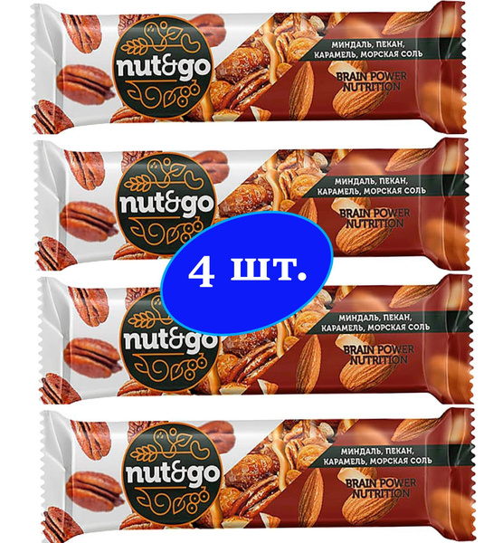 Шоколадный батончик Nut&Go - с миндалём, пеканом, карамелью и морской ...