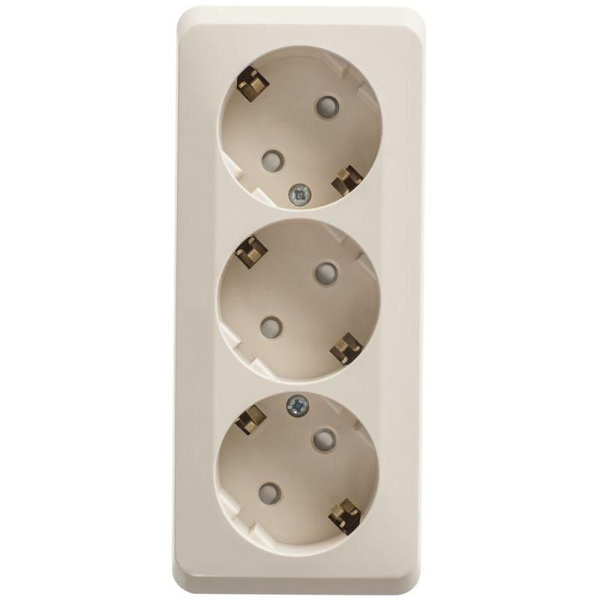 Розетка 3-м ОП Этюд 16А IP20 250В с заземл. защ. шторки крем. SE PA16 ...