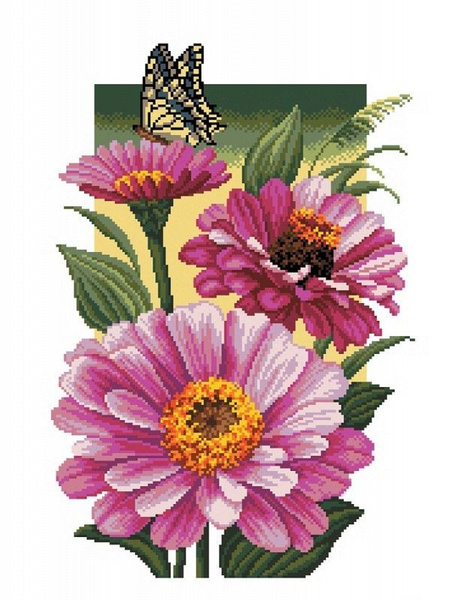 Набор для вышивания крестом по канве с рисунком "Восход лилий" 26х38 см ...