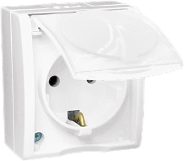 Розетка 1-м ОП Simon15 16А IP54 250В с заземл. Schuko защ. шторки с ...