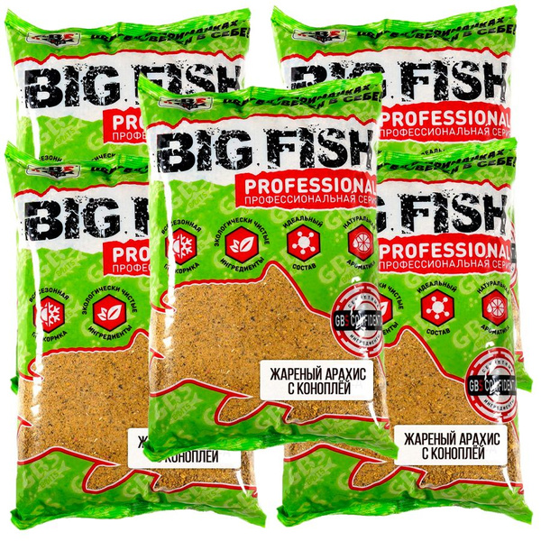 Прикормка для рыбалки GBS Big Fish Арахис с коноплёй 5 кг / Прикормка ...