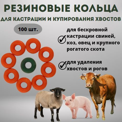 Резиновые кольца для кастрации и купирования хвостов, 100 шт. - купить ...