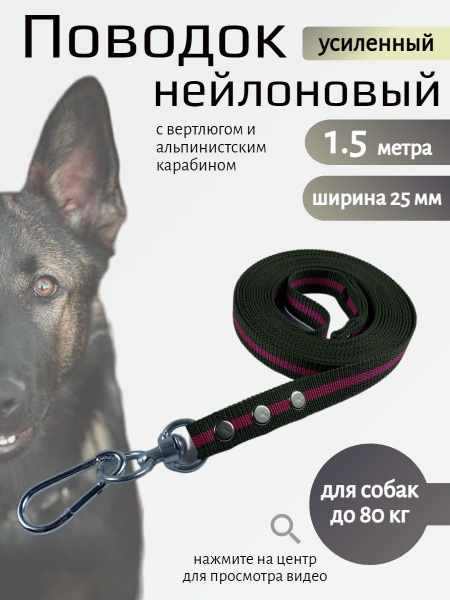 Поводок для собак с усиленным креплением с вертлюгом и альпинистским ...