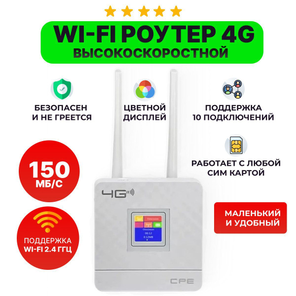 Точка доступа 4G-LTE-WI-Fi, белый, 2.4 ГГц купить по низкой цене с ...