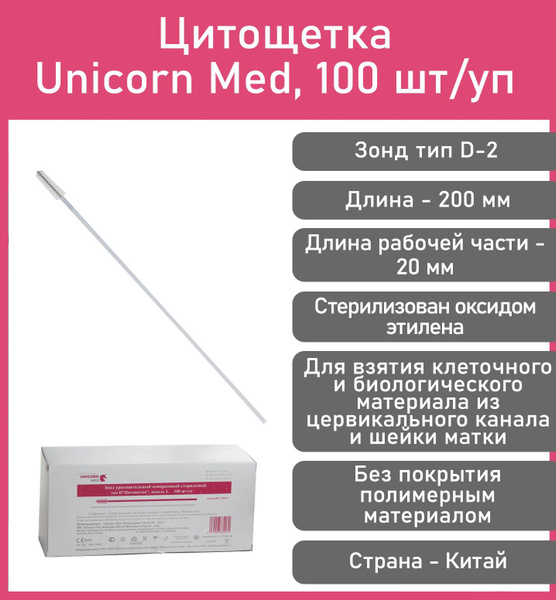 Цитощетка (зонд тип D-2), Unicorn Med 100 шт/уп - купить с доставкой по ...