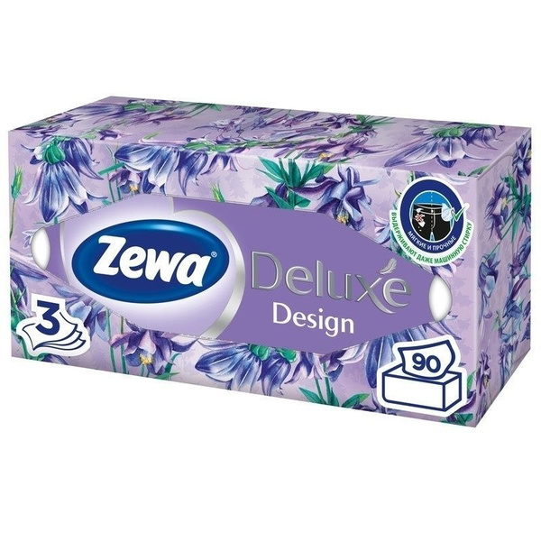Салфетки косметические Zewa Deluxe, 3 слоя, 90 шт (28420) - купить с ...