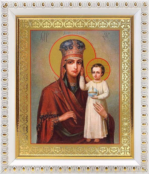 Икона Божией Матери "Призри на смирение", в белой пластиковой рамке 12 ...