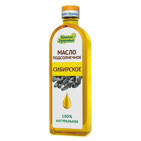 Масло подсолнечное "Сибирское" Компас Здоровья , нерафинированное ...
