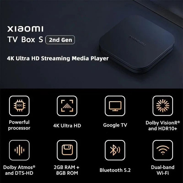 Медиаплеер Xiaomi ТВ-приставка Mi TV Box S 2 Gen 4K Ultra HD ...