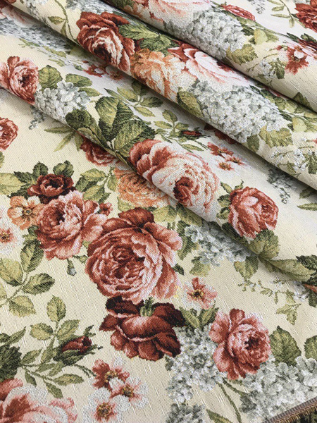 Гобелен, гобеленовая ткань на отрез 170х50 см / "Розы и белая сирень ...