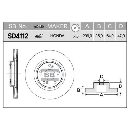 Характеристики Sangsin Brake Диск тормозной, арт. SD4112 подробное ...