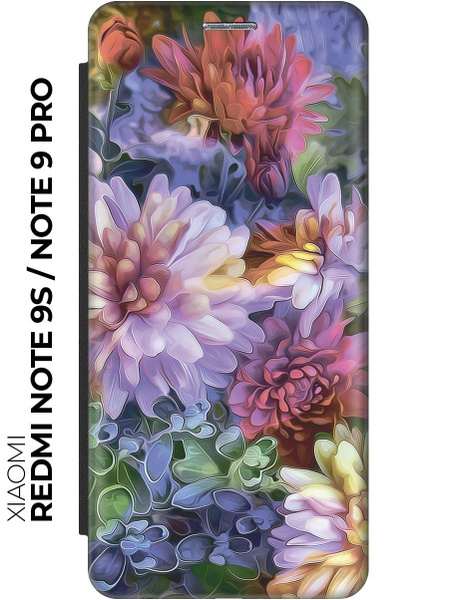Чехол-книжка Цветные хризантемы на Xiaomi Redmi Note 9s / Note 9 Pro ...