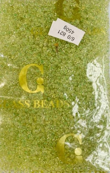 Бисер G крупный 6/0 блестящий/ цв.прозрачно-салатовый / уп.450г ...