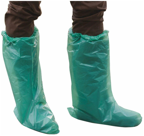 Бахилы для обуви высокие полиэтиленовые, на резинках, особо прочные ...