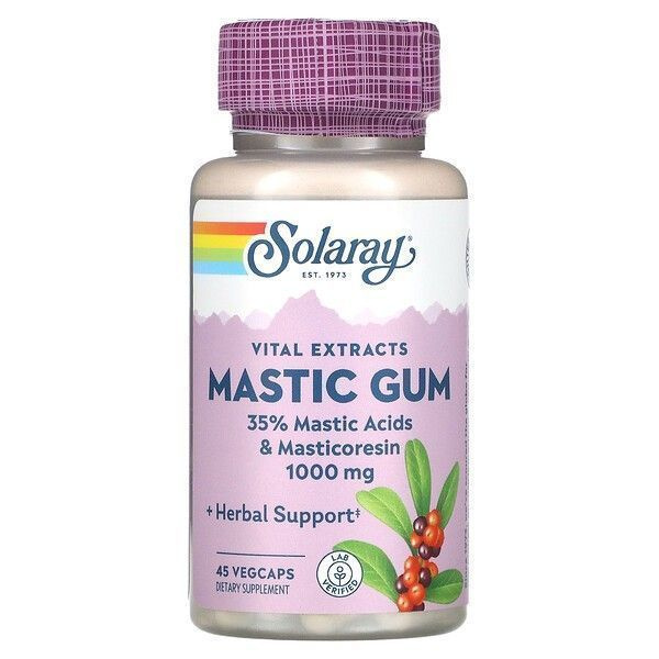 Mastic Gum, Мастиковая смола экстракт, 500 мг, Соларай, 45 капсул ...